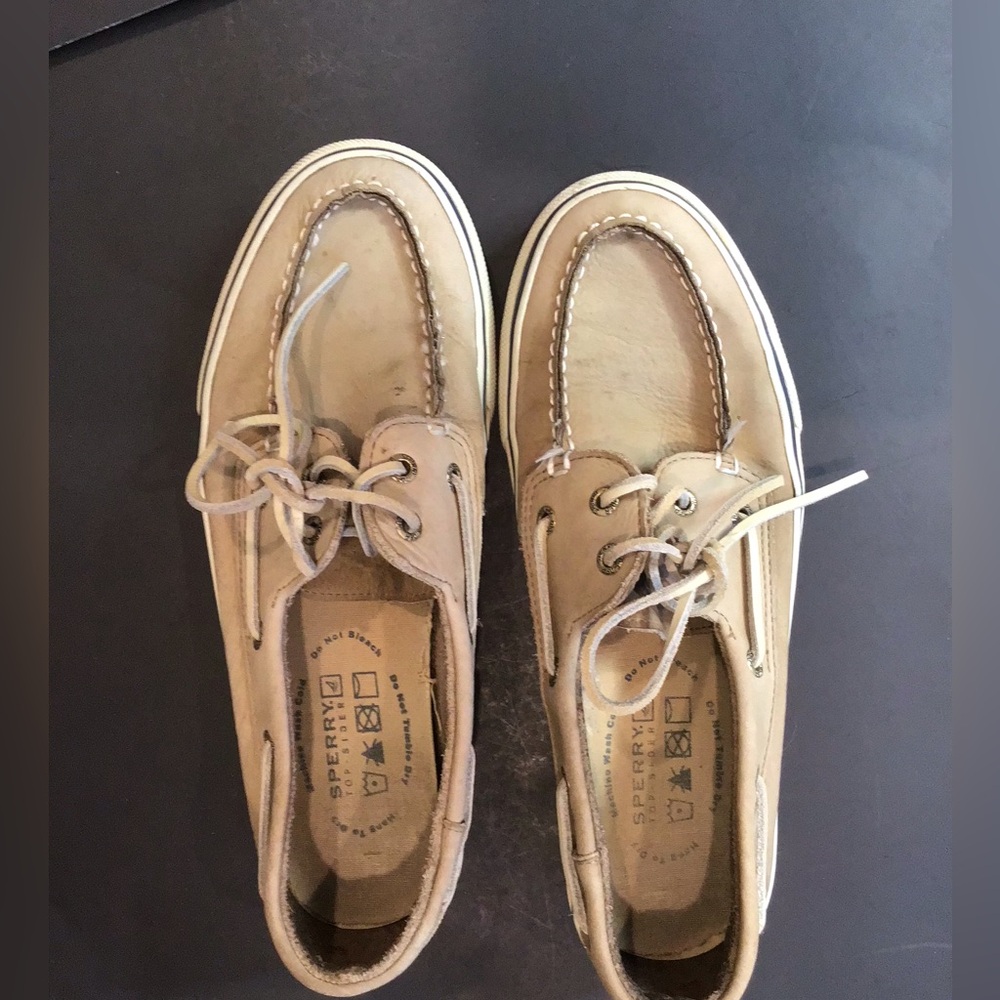 Sperry Beige Leather Boat Shoes